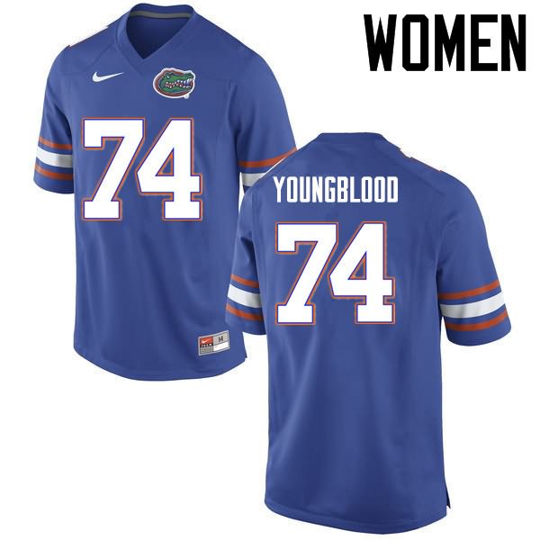 Women's NCAA Florida Gators Jack Youngblood #74 Stitched Authentic Nike Blue College Football Jersey BZX7365JE